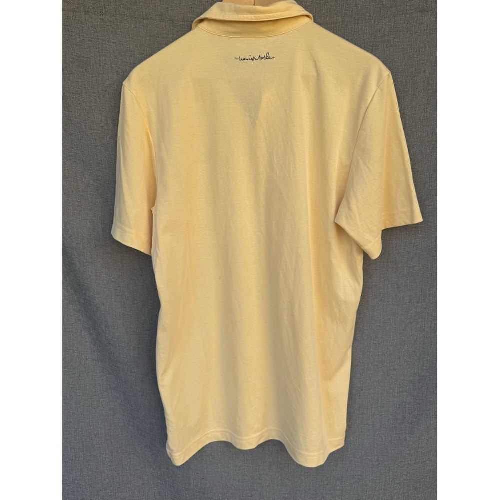 Travis Mathew Medium Golf Polo Yellow Stripes Pima Cotton Shirt Short Sleeve - Picture 5 of 7